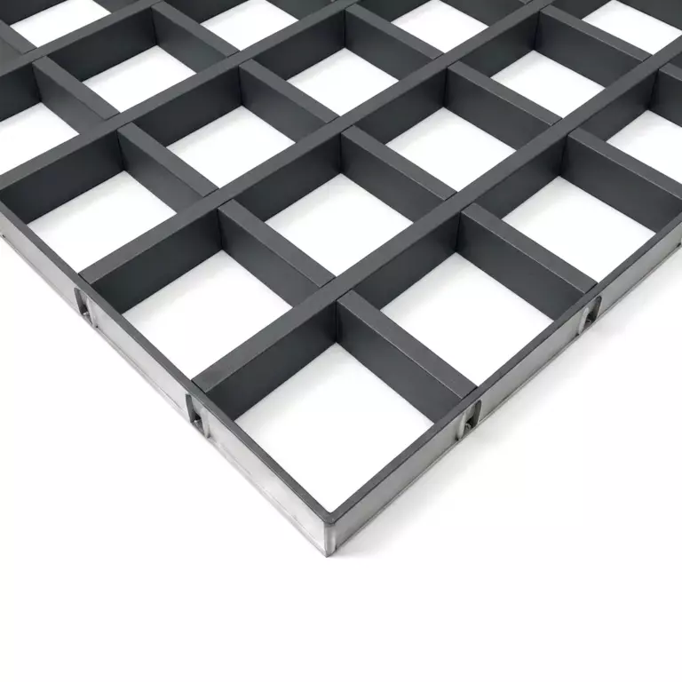 Потолок Грильято GL15 120×120 графит RAL 7024